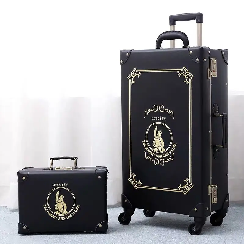 

New Women Retro Hand embroidery Travel Suitcase Rolling Luggage sets,12"20"22"24"26"inch Trolley suitcase handbag on Wheels