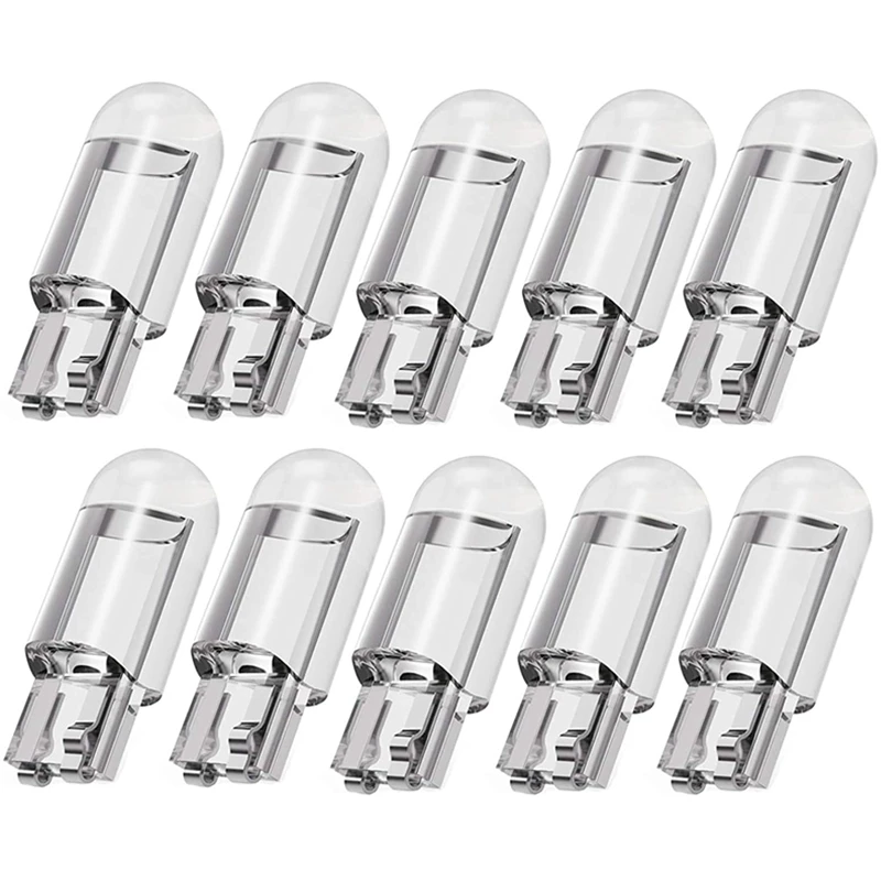 10PCS Car LED T10 W5W COB Reading Dome Lamp Marker Light Wedge Lights License Plate Bulbs 168 194 192 DC 12V White