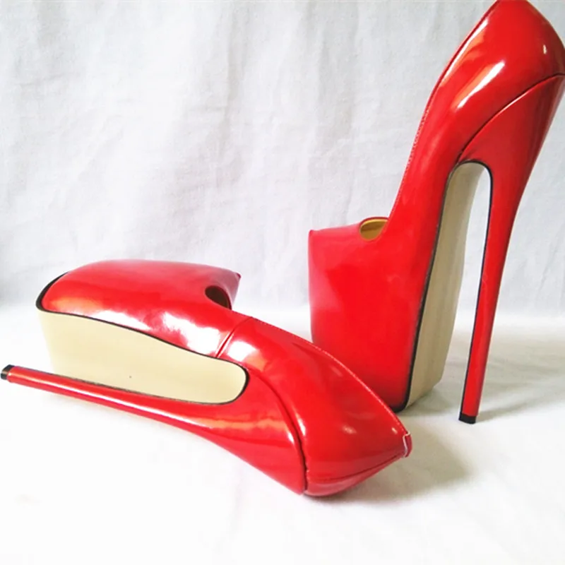 9.5in Heel Height Women\'s shoes Sexy Genuine Leather Pointed Toe Stiletto Heel Platform Pumps High Heels US size 5-13 No.y2402