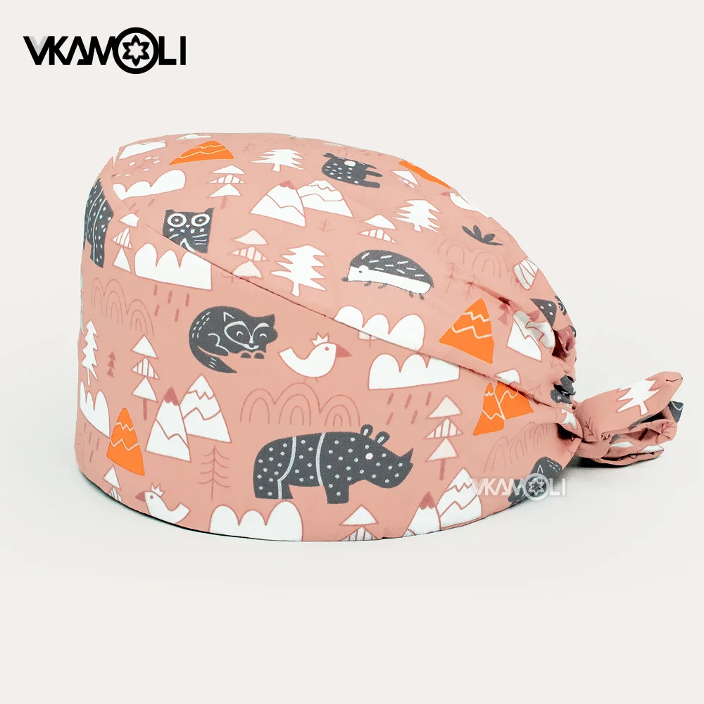 

cotton women's Health service work hat Pet shop grooming scrubs cap cartoon printing laboratory beauty salon work hat