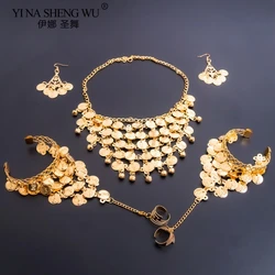 2/3 stücke Set Bauchtanz Zubehör Frauen Indischen Bauchtanz Halskette Ohrringe Gold Silber Set Bauchtanz Zubehör großhandel