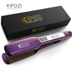 KIPOZI Professionelle Haarglätter Titan Flache Eisen mit Digital LCD Display Dual Spannung Instant Heizung Curling Eisen