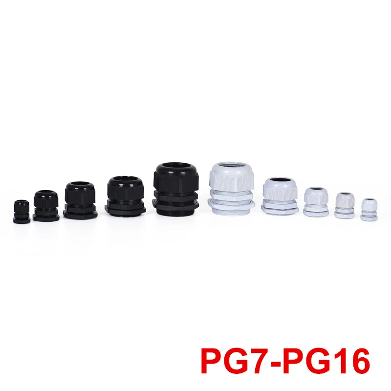 PG Series Nylon Plastic Wire and Cable Gland Waterproof Sealing Fixed Head IP68 PG7 PG9 PG11 PG13.5 PG16 PG19