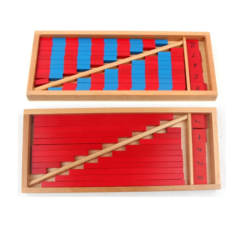 Montessori Small Numbering Rods Wood Red/ Blue Sticks W/ Cards Sensory Materials Mathematical Educational Equipment Teaching Aid