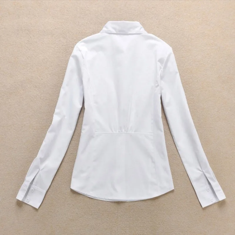 Fashion Women\'s OL Shirt Long Sleeve Turn-down Collar Button Lady Blouse White Black Short Sleeve Tops