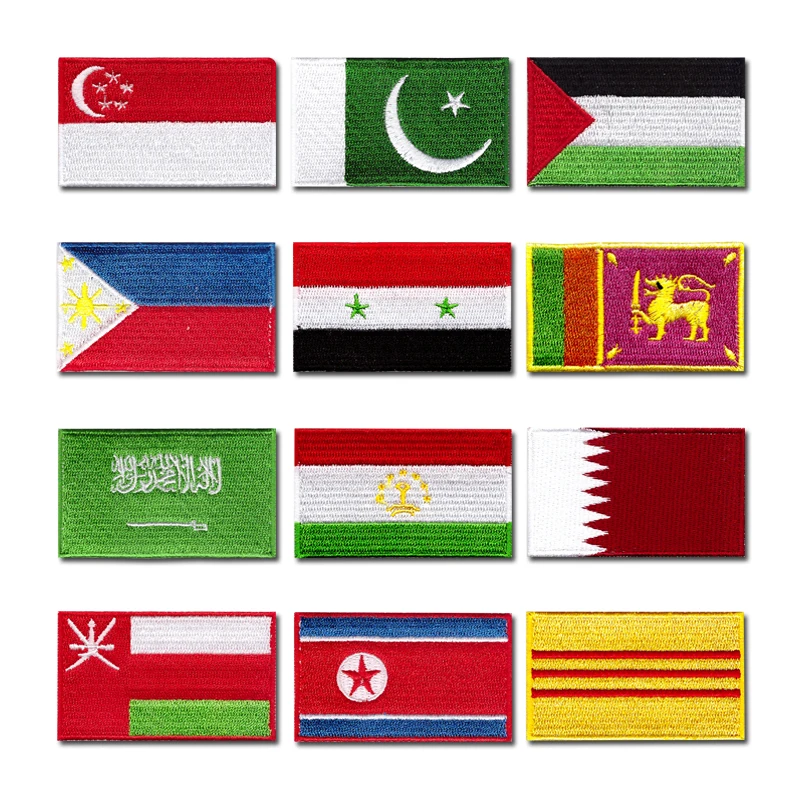 National flag computer embroidery patches clothes sticker ironing sew Applique Singapore Pakistan Lanka Saudi Arabia Oman