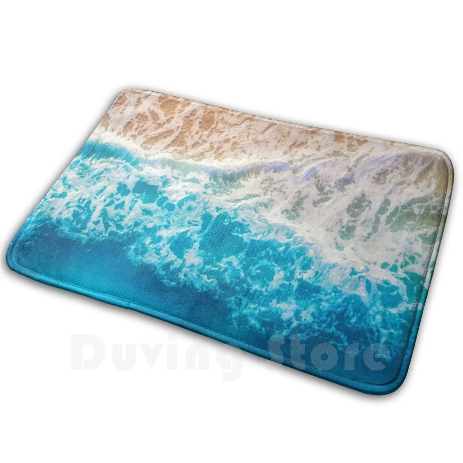 Majestic Sea Soft Non-Slip Mat Rug 1458 Carpet Cushion Marble Sea Ocean Blue Water Abstract Waves Watercolor Pattern Beach