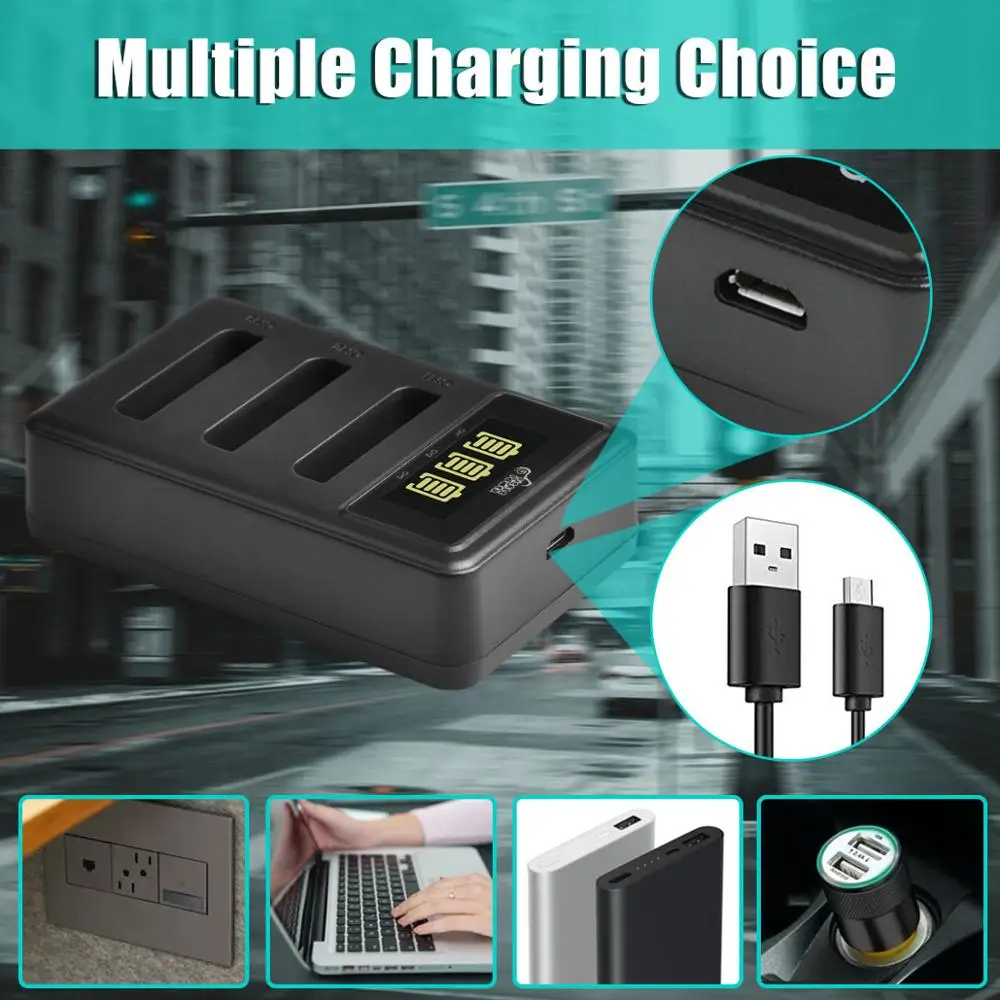 Pickle Power 1200mAh Li-40B Li-42B EN-EL10 batería LED 3 ranuras cargador para Olympus para FUJIFILM NP-45 NP 45 NP45 NP 45A 45B 45S