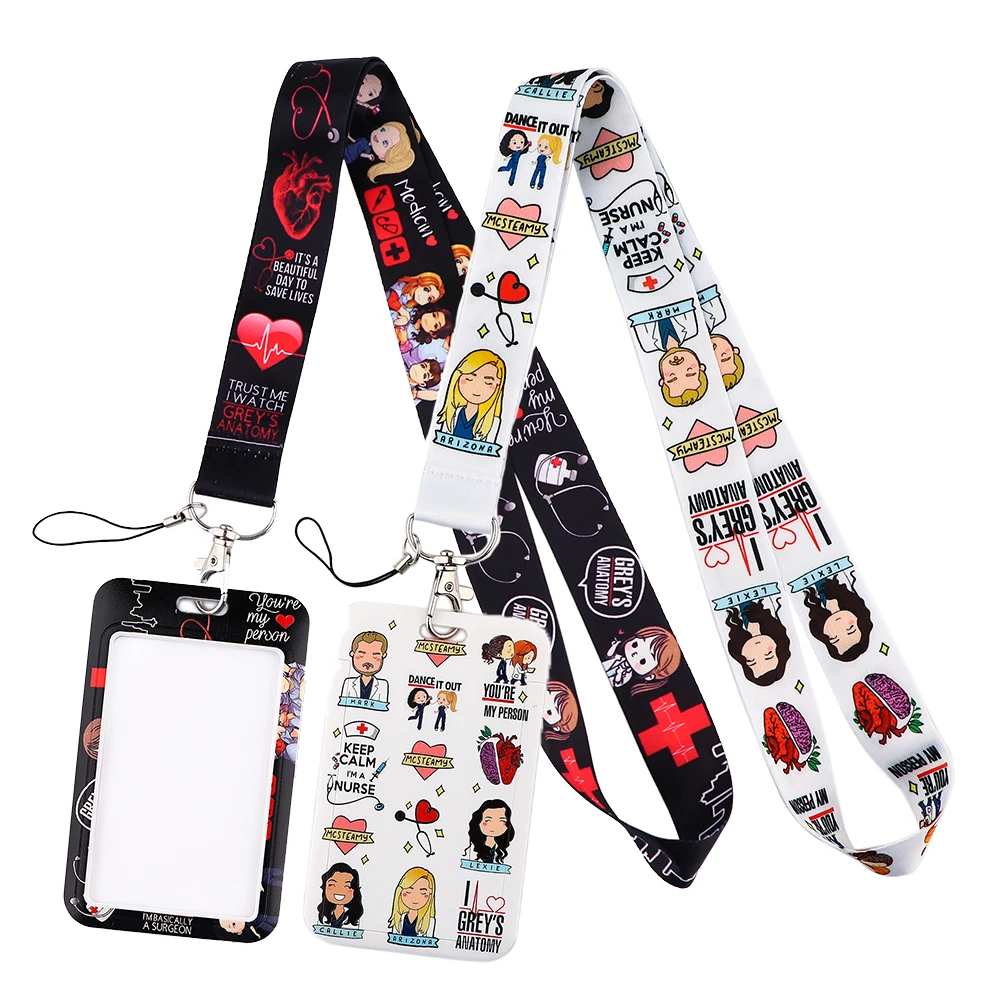 YL109 Medical Grey's Anatomy Doctors Lanyard Keychain ID Badge Holder Rope Key Neck Straps Key Rings Nurse Accessories Gifts