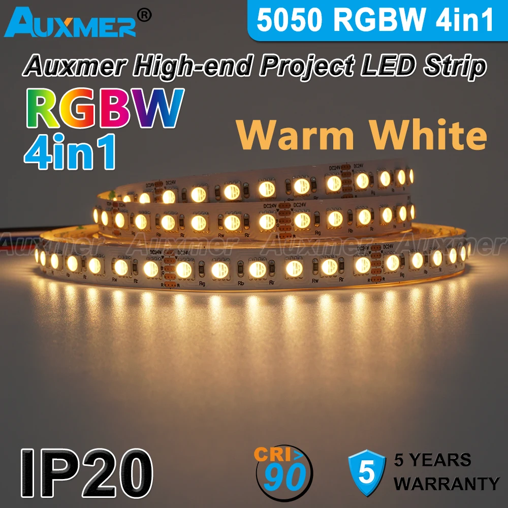 5050 RGBW LED Strip,4in1,96LEDs/m or 72LEDs/m or 60LEDs/m,IP20,24V,Adjustable Color and Brightness,Indoor Use, KTV,DIY