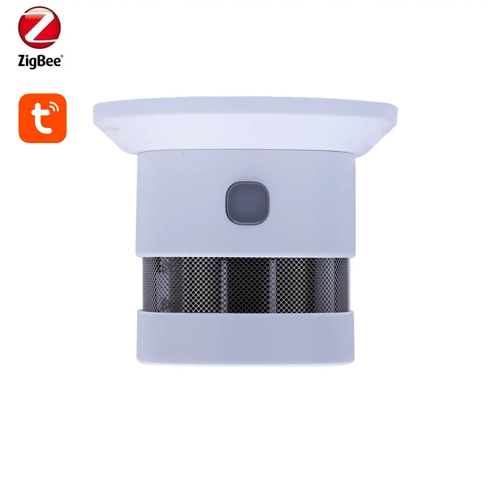 Tuya Zigbee Detector de fumaça e incêndio, Sensor fotoelétrico, Bateria de lítio CR123 embutida, 2024 CE 14604