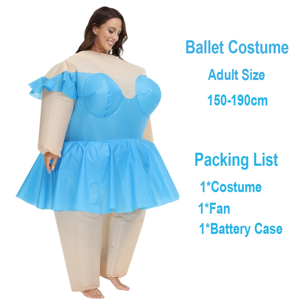 New Adult Cosplay Costumes Suits Women Blue Ballet Dance Inflatable Costumes Halloween Purim Party Funny Disfraz