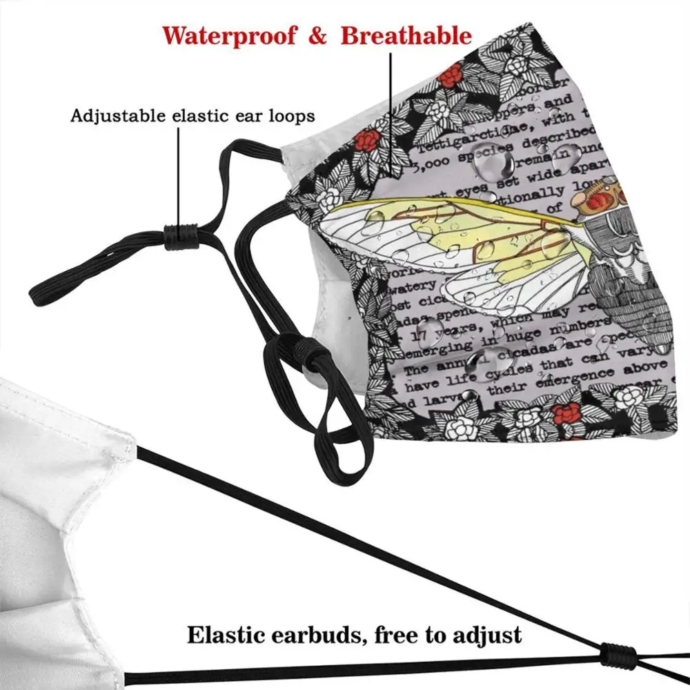 Cicada Insect Mask Mask Adult Child Washable Pm2.5 Filter Logo Creativity Cicada Insect Insects Goth Gothic