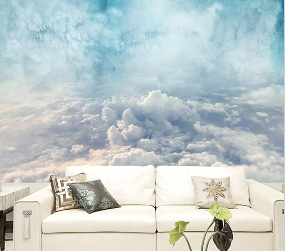 Beibehang-mural minimalista moderno, revestimiento de pared de techo de nube de color, papel tapiz para habitación de niños, sala de estar,