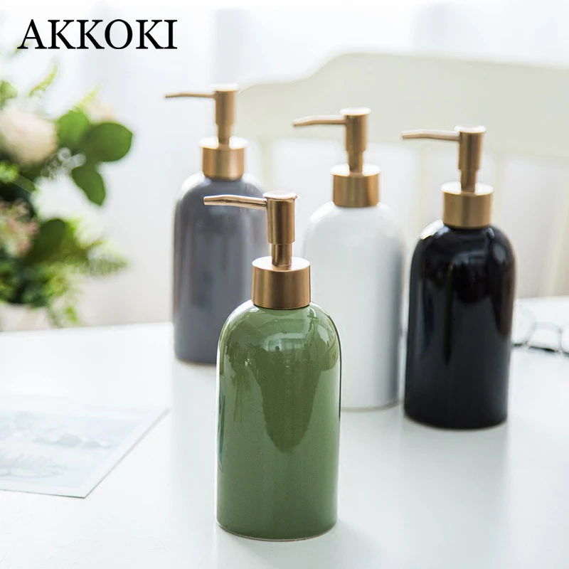 

Fashion Ceramic Lotion Shampoo Hand Soap Shower Gel Dispenser Pump Bottle Bathroom Set Bottled Decorative Bathroom Accessories