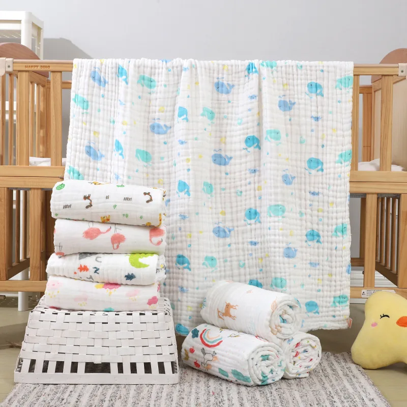 Baby Blanket & Swaddling Newborn Gauze Soft Blanket Solid Bedding Set Cotton Quilt 6 Layer 110x110cm Baby Towel