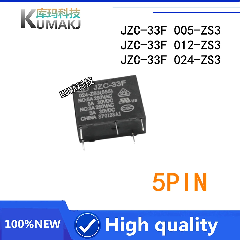 5PCS/LOT   Power Relay  JZC-33F 005-ZS3  JZC-33F 012-ZS3  JZC-33F 024-ZS3  JZC 33F 024 ZS3  Hf JZC-33F-024-ZS3(555)  10A  5PIN