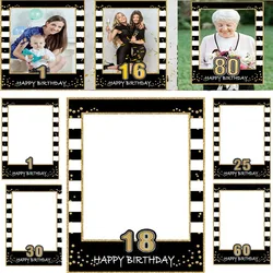 Oro nero Di Compleanno Del Partito Photo Booth Puntelli 1st 16th 18th 21st 25th 30th 40th 50th 60th 70th 80th Birthday Anniversary Decor