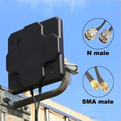 Antenne extérieure MIMO avec câble de 30cm, 4G, 2x22dBi, pour touristes, panneau d'irrigation, antenne externe directionnelle N mâle/N femelle/SMA mâle