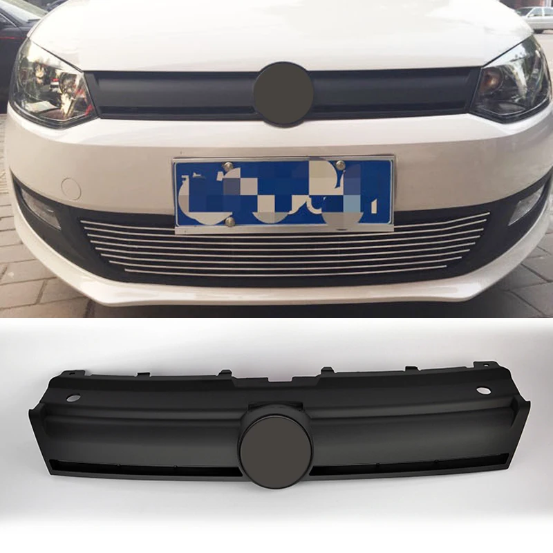 Polo Modified Bluemotion Style Matte Black Front Hood Center Grille Grill For Volkswagen Polo Standard 2014 GTI 2015 2016