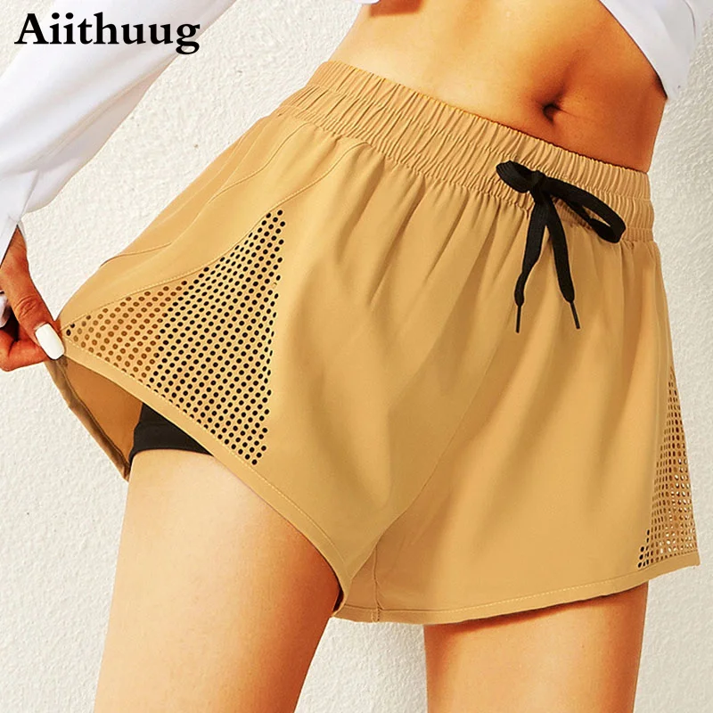 

Aiithuug Womens Running Hiking Shorts Double Layer Workout Dolphin Shorts Quick Dry Sweat Shorts with Pockets Dolphin Running