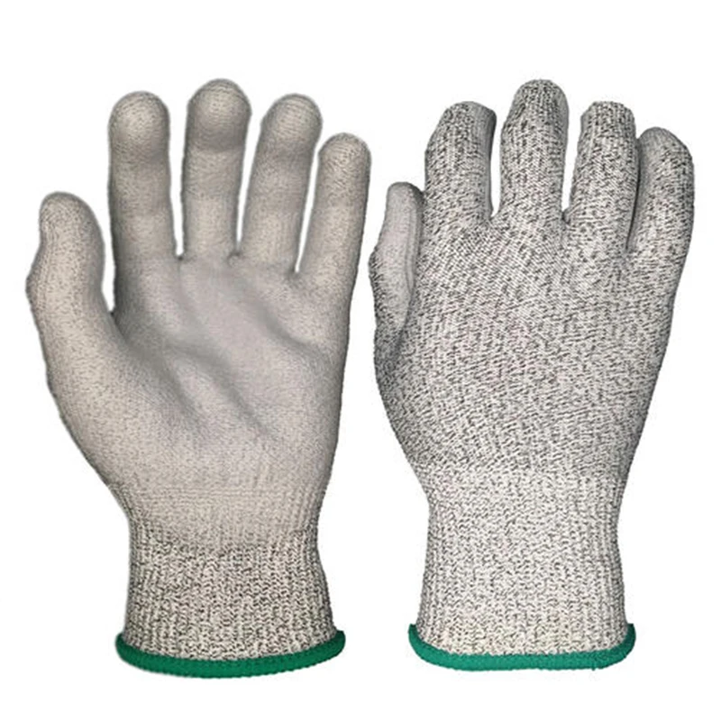 Gants de protection résistants aux coupures en fibre HPPE, niveau 5, doublure trempée dans la paume, gants de travail de sécurité en PU, 4 paires