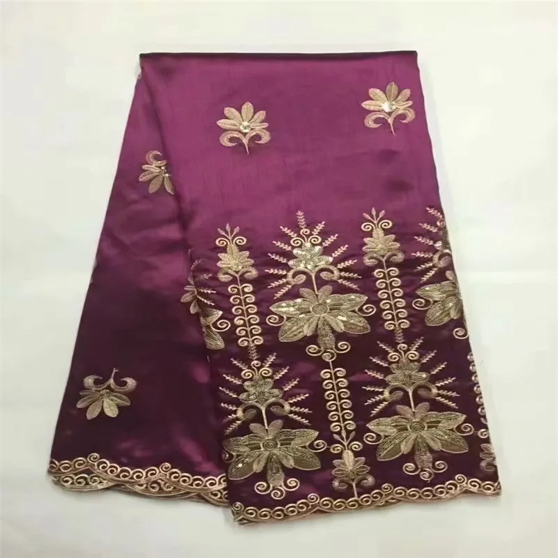 

White color Indian Design African George lace fabric 2016/Nigeria wedding dress fabric Purple Gold