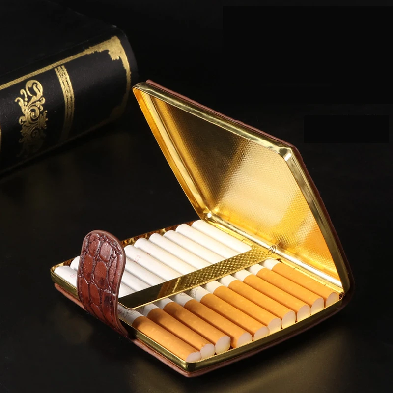 Luxury Leather Cigarette Case for 10 Cigarette Box Holder for Men Gift Cigarette Cover Tobacco Pouch Smoking Accessories