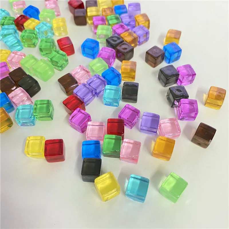 50Pcs/Set 8mm Clear Cube Colorful Square Corner Transparent Dice Chess Piece Right Angle For Board Game