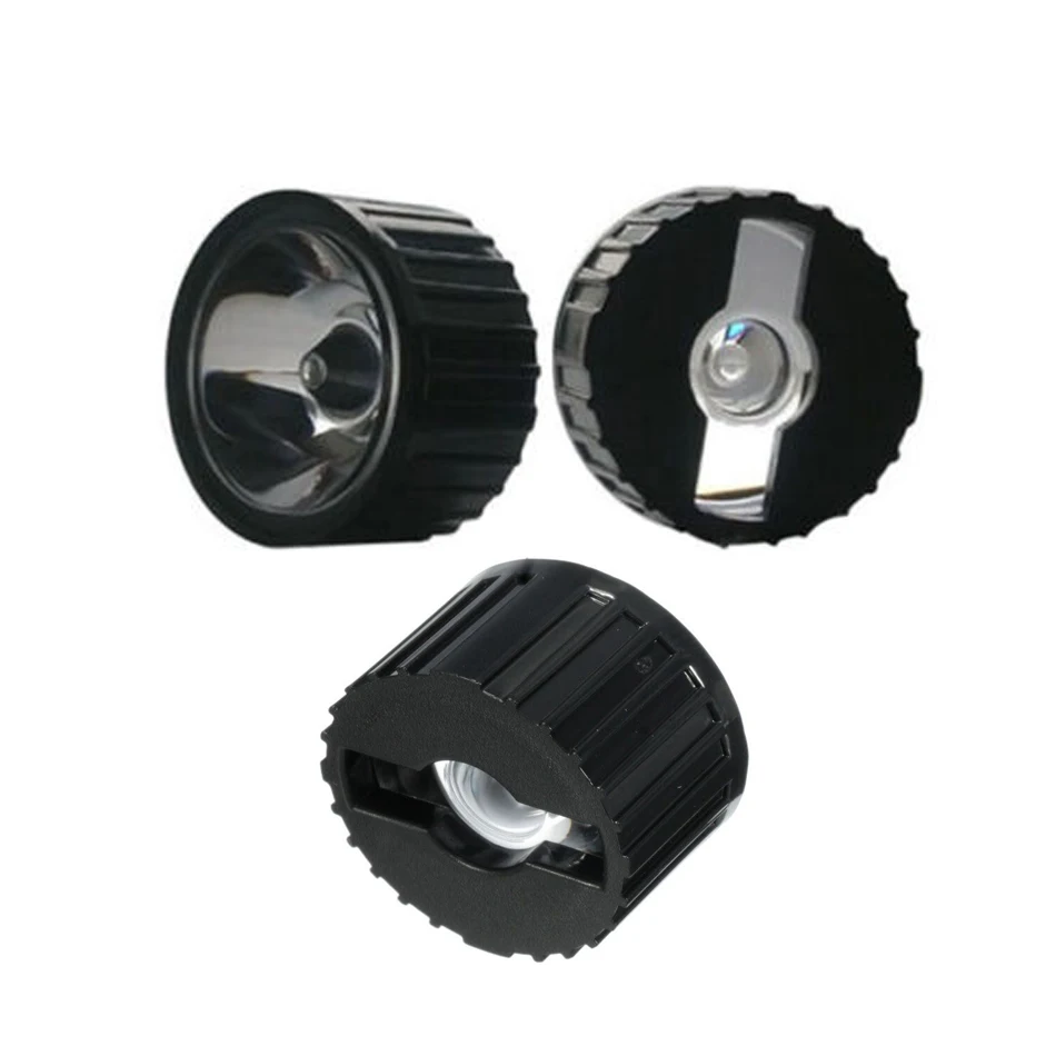 

100pcs 5/8/15/25/30/45/60/90/120 degrees 20x22mm LED Lens With Black Holder For 1W 3W 5W High Power LED Lamp Light