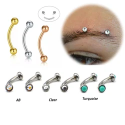 2Pcs 1.2x 6/8mm stainless steel eyebrow Piercing Curved Barbell vertical personality piercing tragus earrings body jewelry