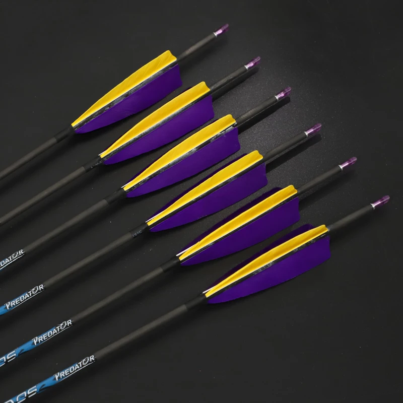 6/12pcs Pure Carbon Turkey Real Feather Arrow ID 4.2mm Spine 300 350 400 500 600 700 800 900 1000 Archery For Bows Shooting