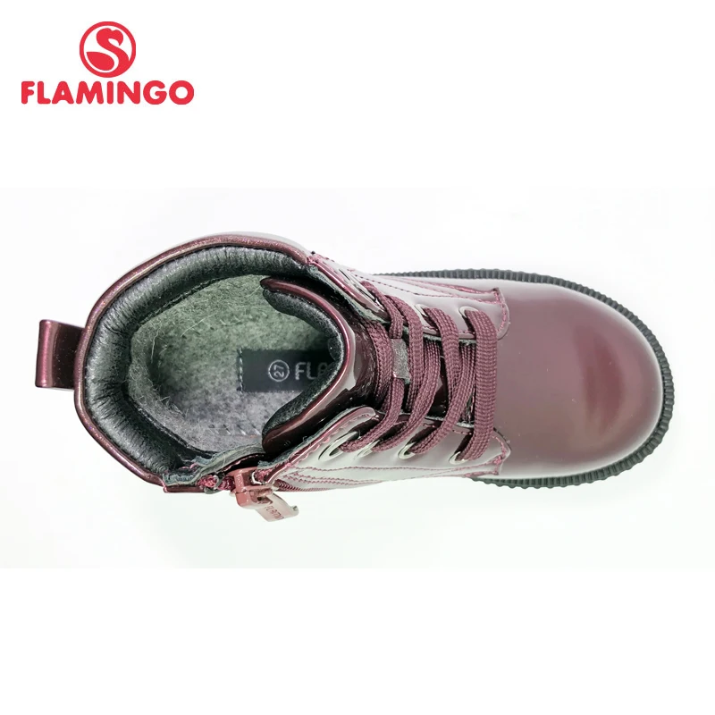 FLAMINGO Russian brand autumn/winter fashion kids boots high quality Bright leather anti-slip kids shoes for girl XTM31-11H