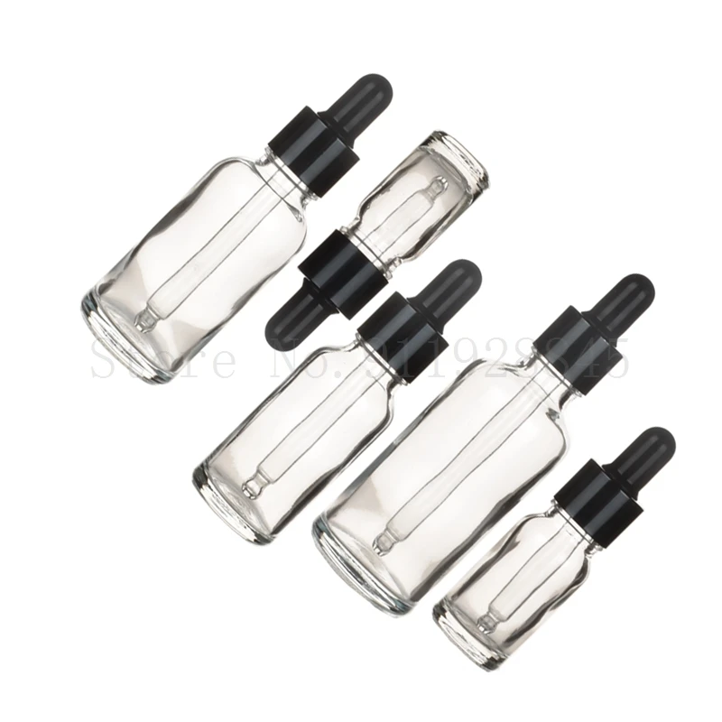 10pcs/lot 5ml to 100ml lab clear round glass Refined oil bottle with glass droppers for school experiment