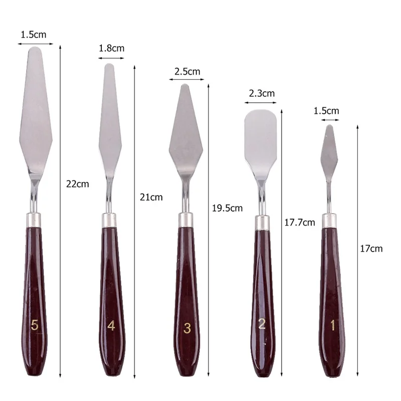 5 шт./компл., нож для палитры смешанных ножей из нержавеющей стали, ножи для масляной живописи, художественные ремесла, шпатель, принадлежности для гуаши, набор художественных инструментов