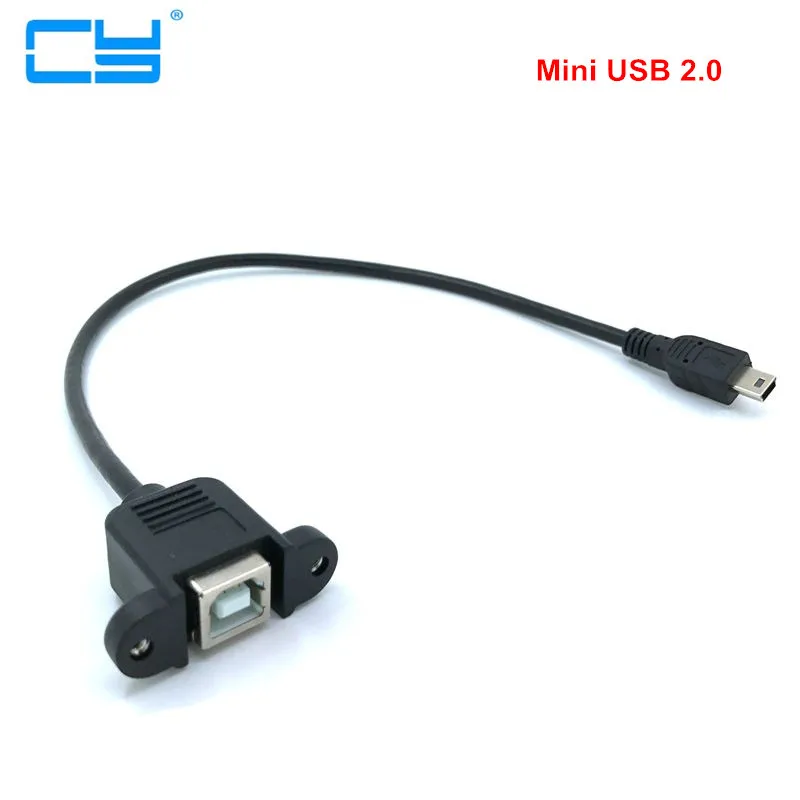 5pcs 30cm 50cm Mini 5pin Mini USB  USB 2.0 Male to USB 2.0 B Type Female Connector Cable Panel Mount Hole