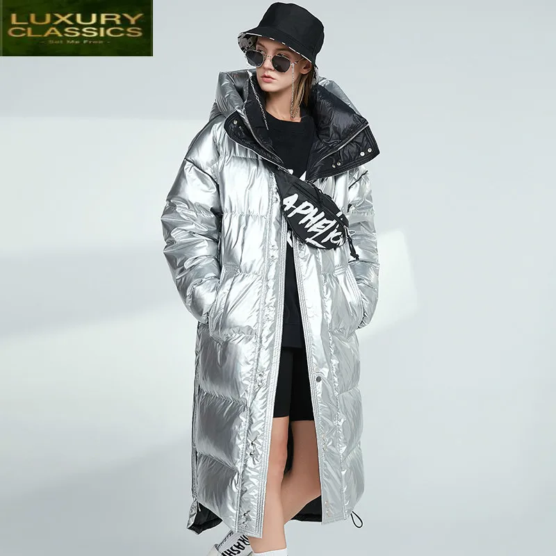 

Hooded Women's Down Jacket Thick Winter Coat Men Clothing 2021 Korean Warm Long Duck Down Jackets Fashion Outwear 9047