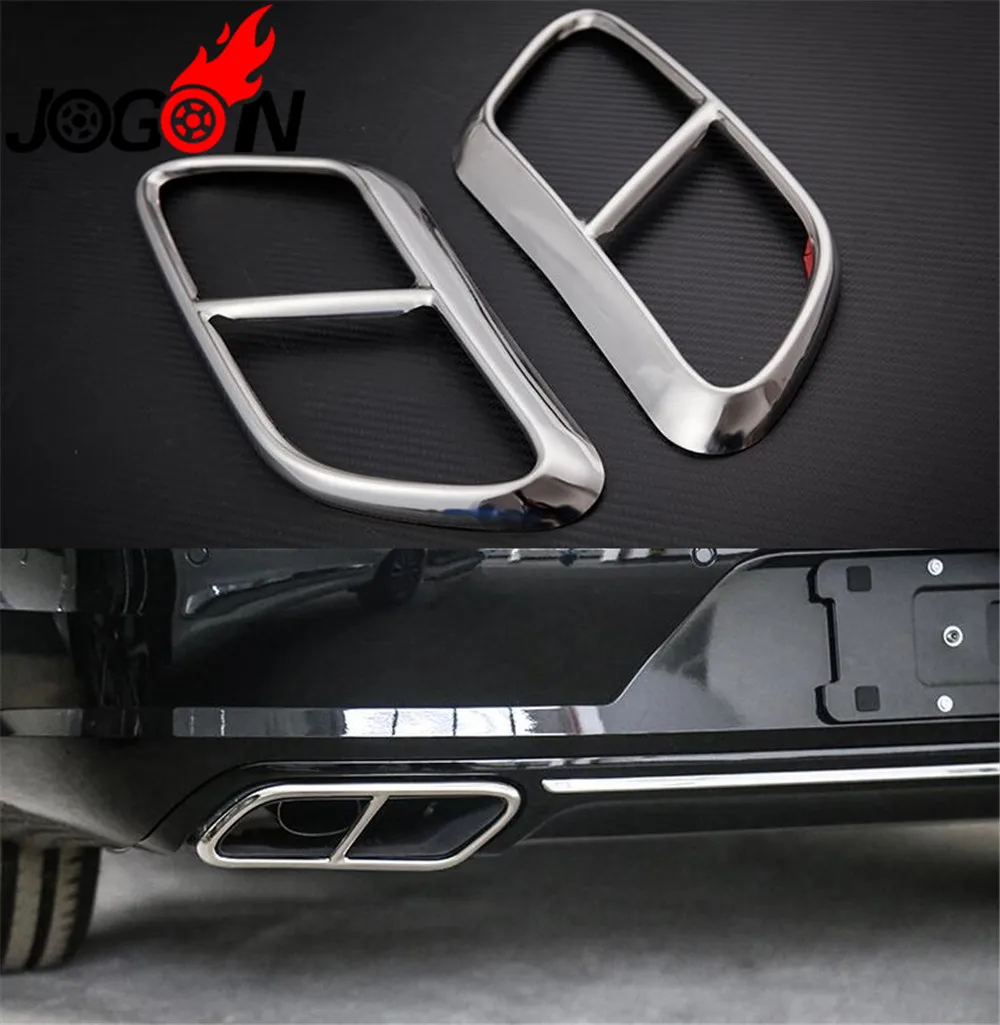 

For Volvo S90 2016 2017 2018 2pcs Silver Color Exterior Car Rear Dual Exhaust End Tip End Pipe Sticker Cover Trim Accessories