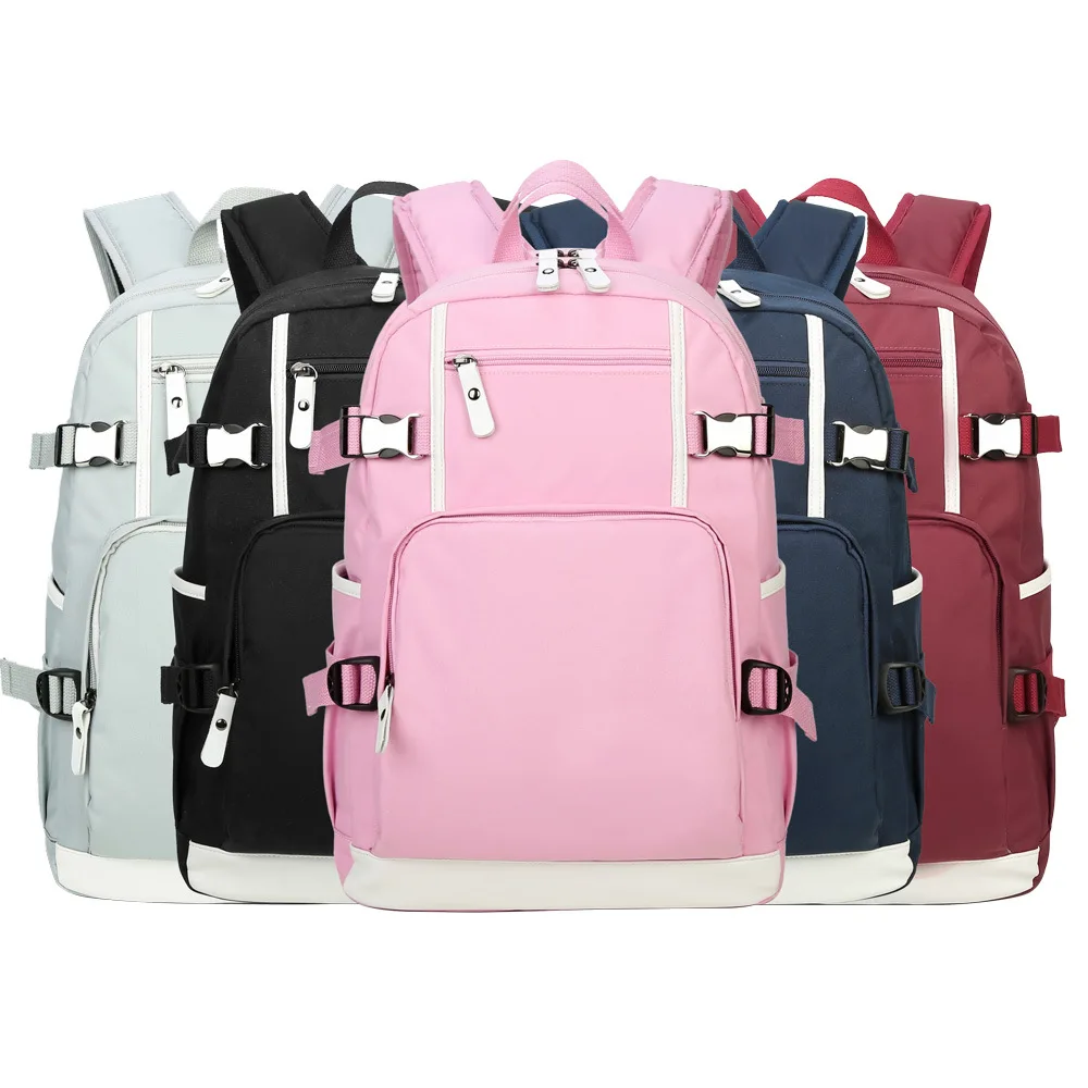 Waterproof Backpacks Oxford Travel Pink Backpack Students School Bags for Women Men Customize Logo Image Mochila