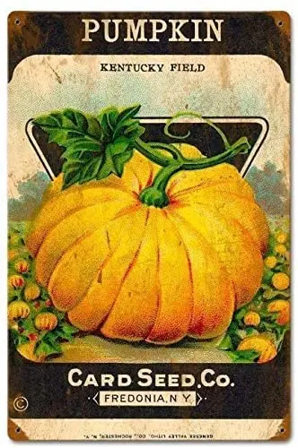 

Maizeco Metal Tin Signs Halloween Pumpkin Card Seed Vintage Plaque Poster for Farm Pub Garage Kitchen Home Decor Decorative