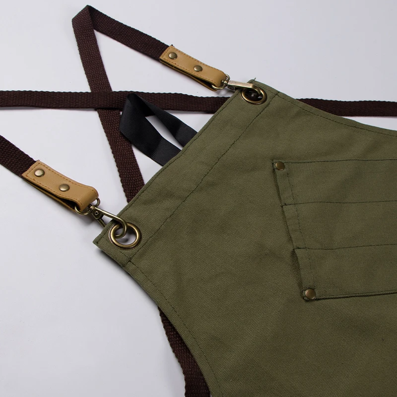 Fashion&Working Design Light Soft Canvas Apron Double Side Pockets Adjustable Whole Body Hangable Painting Chef Restaurant
