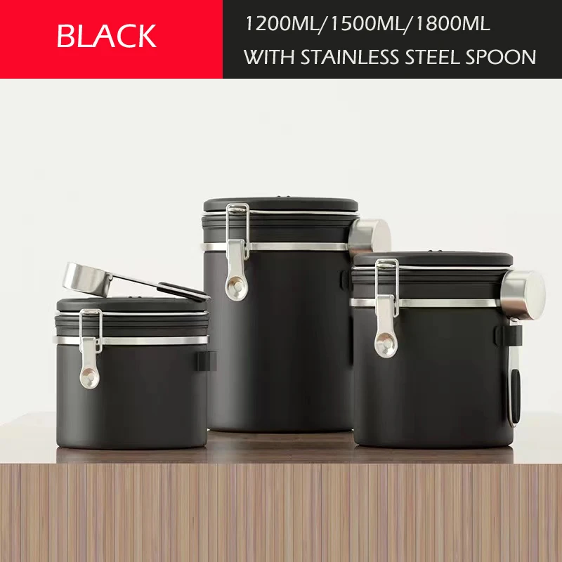 

Food containers Stainless steel jars with lid For coffee with spoon Portable Tea Sealed Coffee Beans Container Kitchen supplies