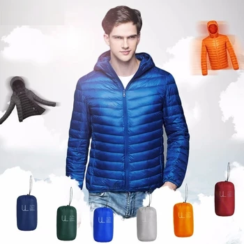 Newbang jaqueta masculina ultraleve de inverno, casaco leve com capuz, parka, corta-vento e de penas