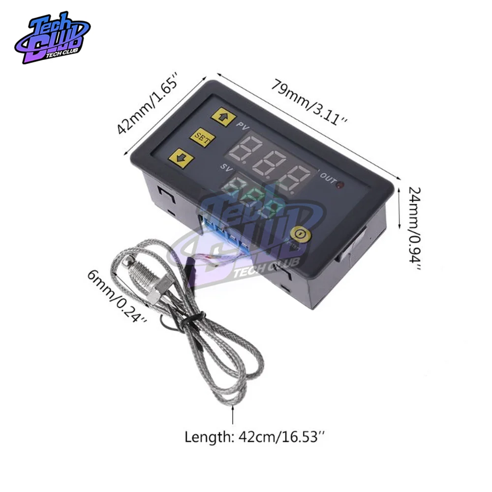 -60 -500℃ LED Digital Temperature Controller Meter K Type Thermocouple M6 Probe Sensor Embedded Thermostat AC 220V/DC 5V/12V/24V