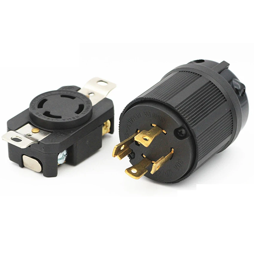 1 Stück Schwarz 30A 125V 250V NEMA L14-30P L14-30R Industrieller Drehverschluss-Stecker Verdrahtungsanschluss Steckverbinder Männlich Weiblich Buchse – Detail 7