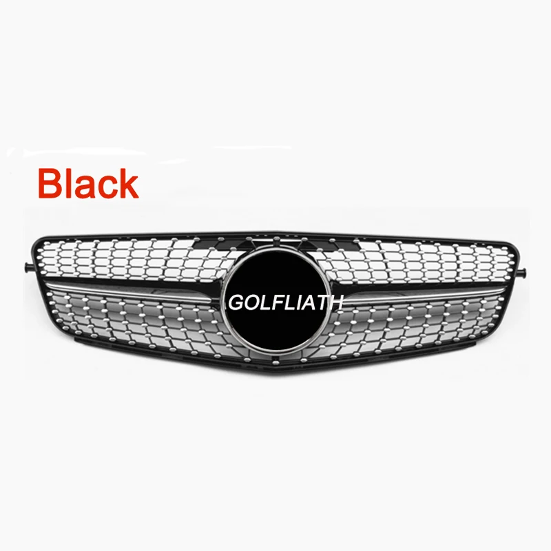 Glossy Black GTR Style Front Bumper Grille Chrome Silver Diamond Grille For Mercedes Benz C-class W204 2008-2014 C180 C200 C350