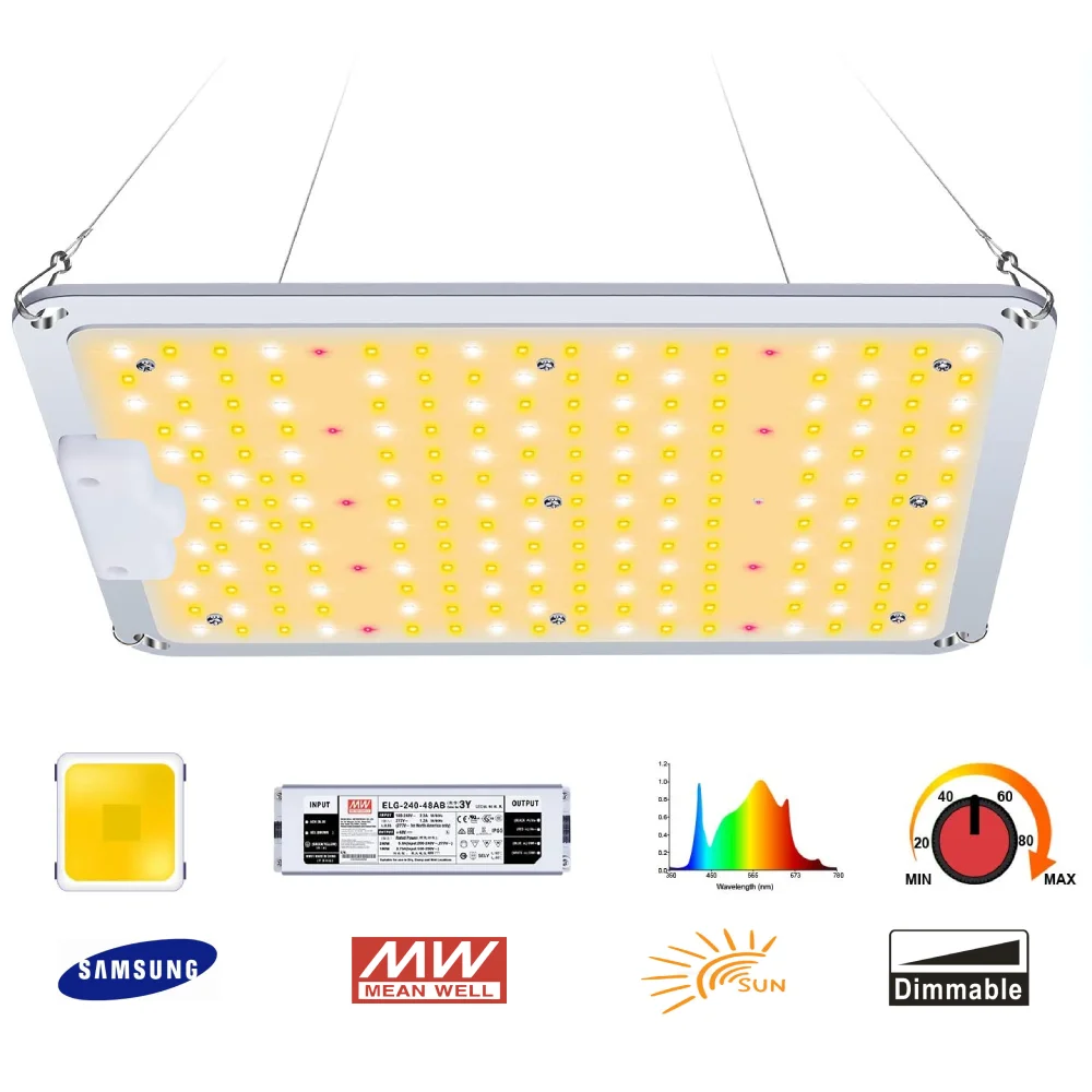 Super Bud 110W  Actual Power Sunlike Full Spectrum Quantum Board LED Grow Light Samsung LEDs LM301B Dimmable MeanWell Driver