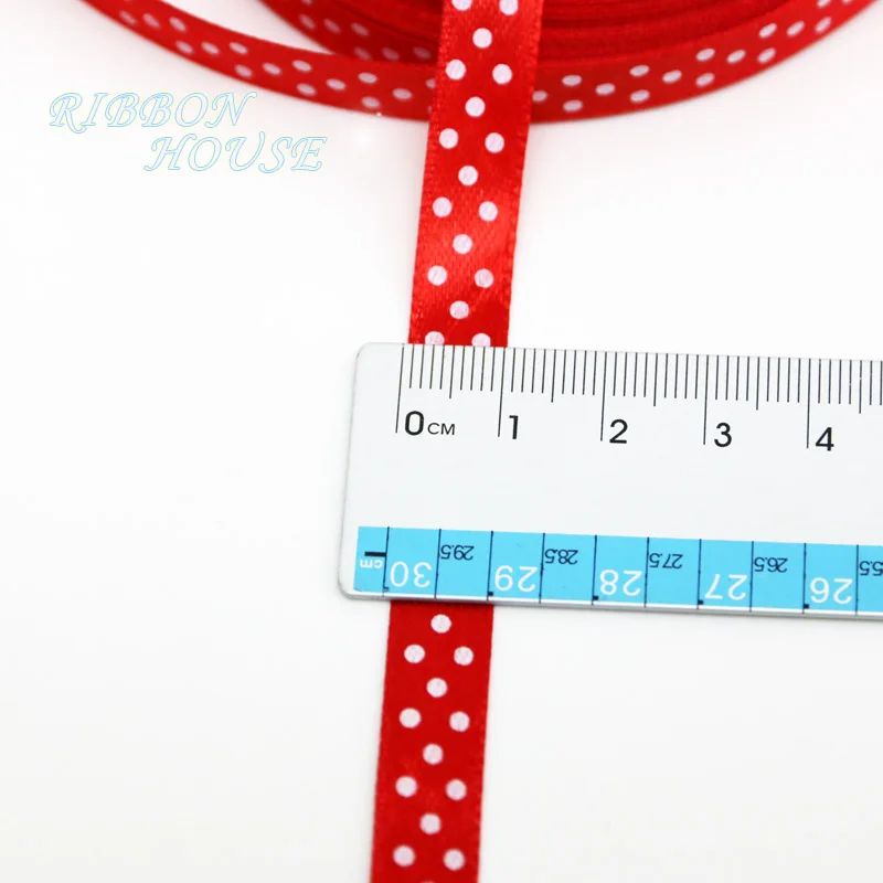 5 Meters 15mm 25mm Dots Printing Grosgrain Ribbon Wedding Decoration Gift Wrapping Hair Bows DIY Crafts Christmas Accessories