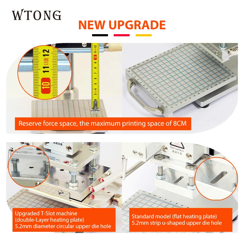 WTONG 90CT hot foil stamping machine heat press machine for leather PU paper pvc bronzing machine