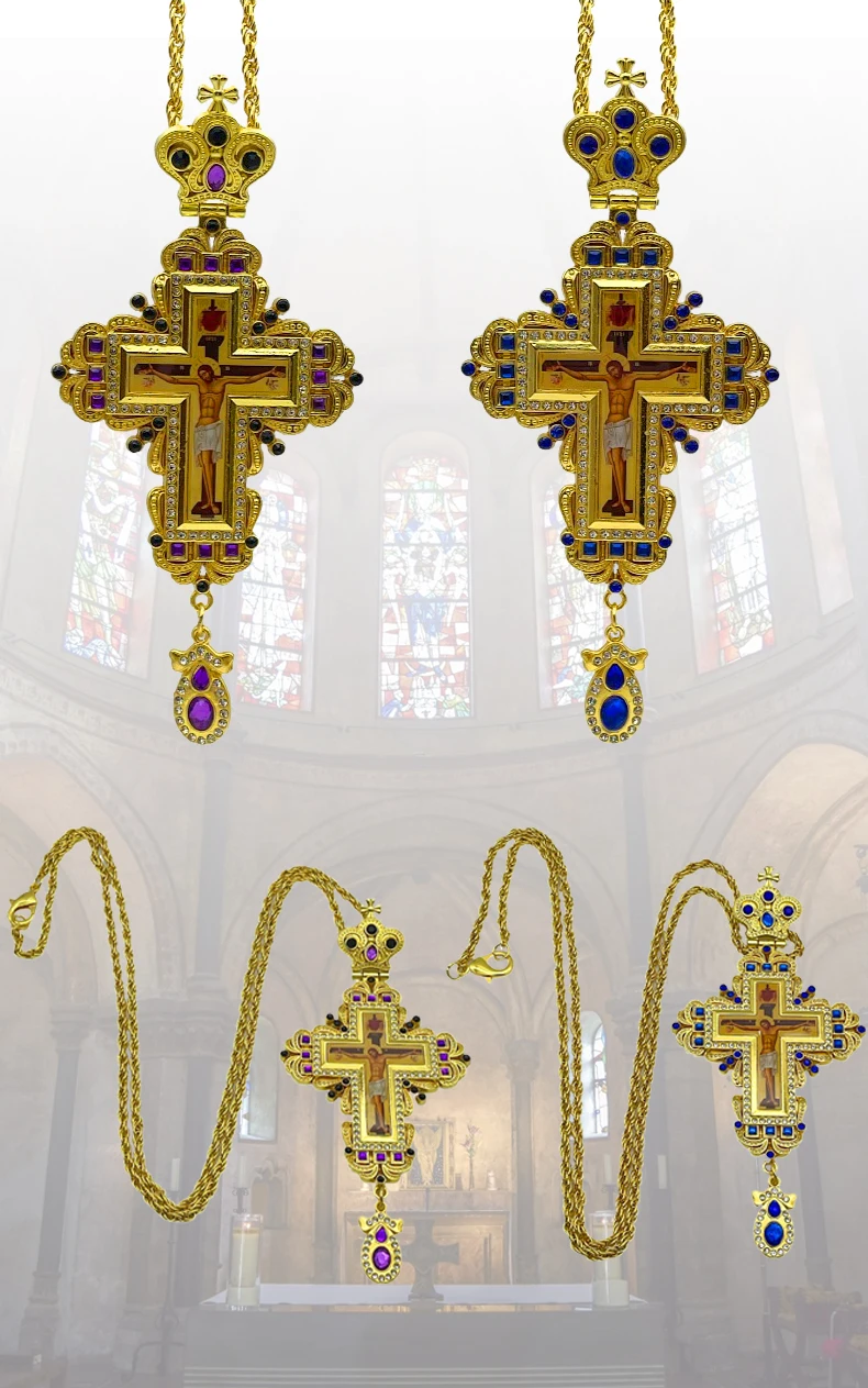 Orthodoxes Kreuz, katholisches Dekorationsornament, Brustkreuz für Priester, Kirchenartikel, religiöse katholische Artikel, orthodoxes Kreuz – Detail 4